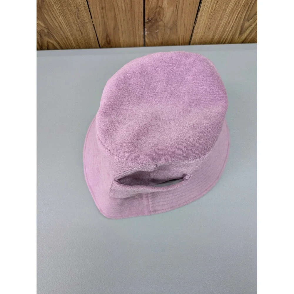 Retro Terry Cloth Bucket Hat Womens‎ OS Purple Side Pocket Sun Beach Hat